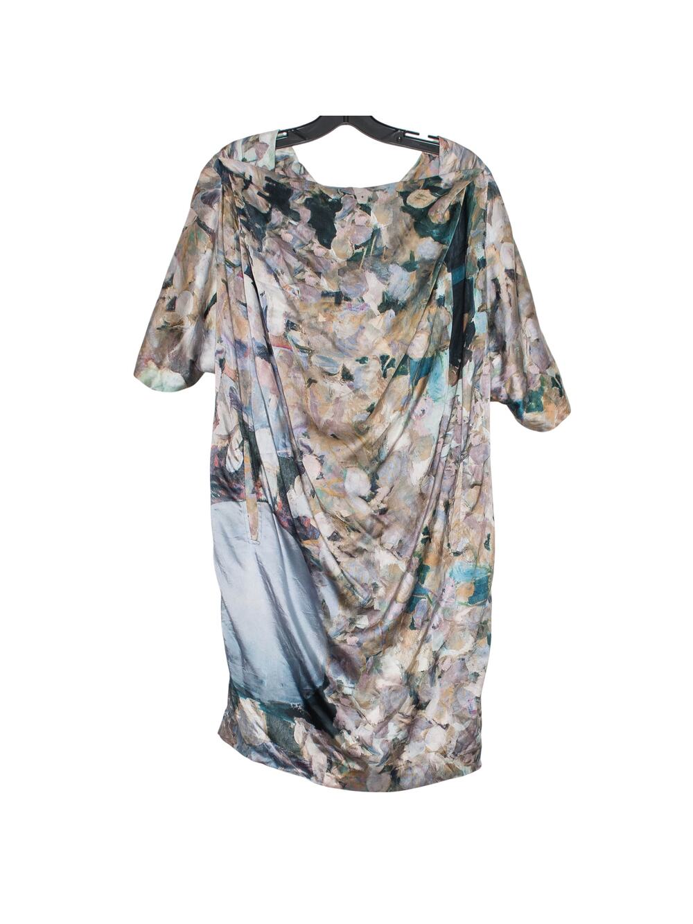 Christian Wijnants Dress Silk Draped Designer Watercolor Abstract Luxury 36 4